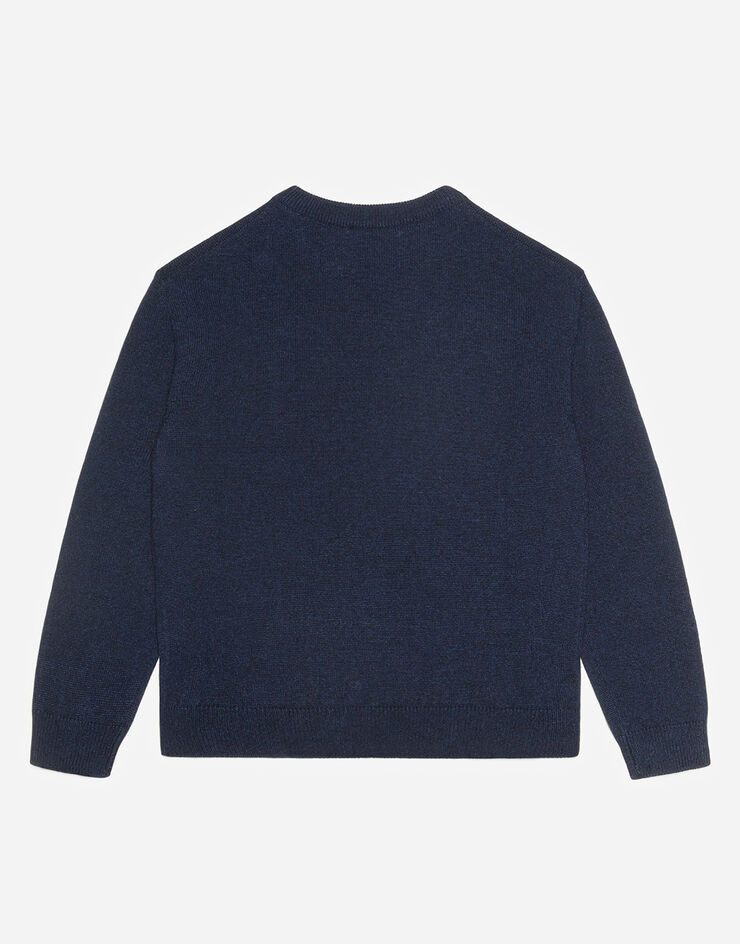 Dolce & Gabbana Crew neck cashmere sweater with heritage embroidery BLAU L4KW22JAW00