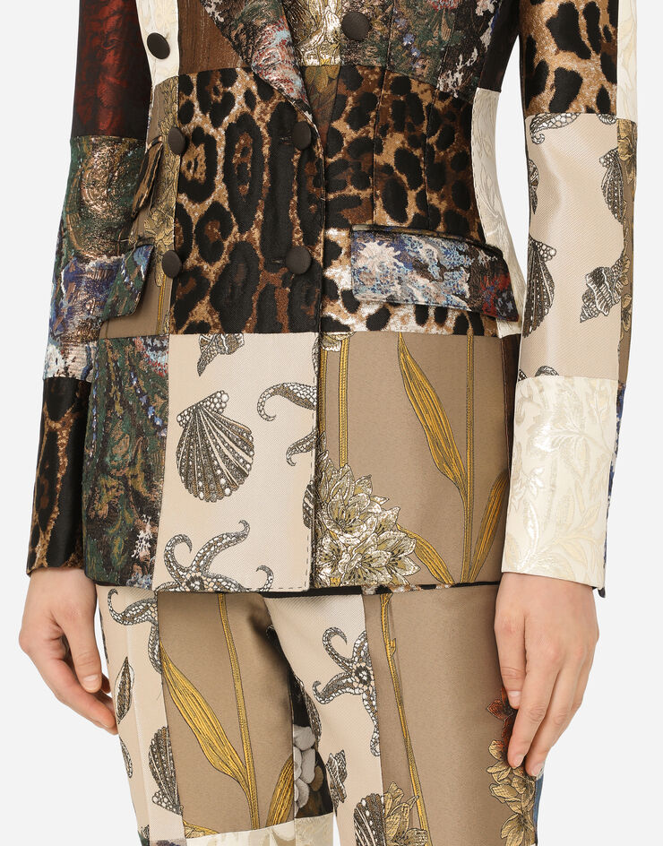 Dolce & Gabbana Double-breasted patchwork jacquard blazer Dolce & Gabbana Double-breasted patchwork jacquard blazer BLUE F29DPTGDY92