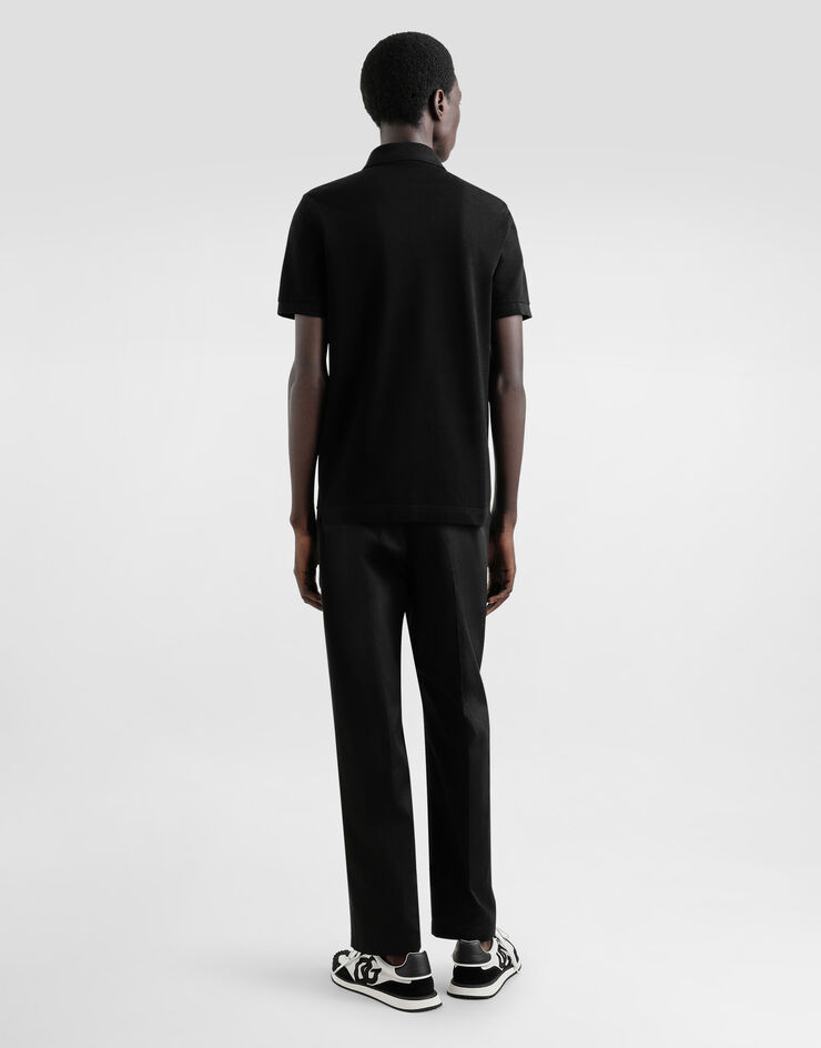 Dolce & Gabbana 标牌棉质 Polo 衫 黑 G8SN1TFU7EN
