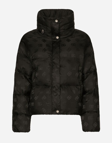 Dolce & Gabbana Short nylon jacket with jacquard DG logo Black F9R10TFJSCW