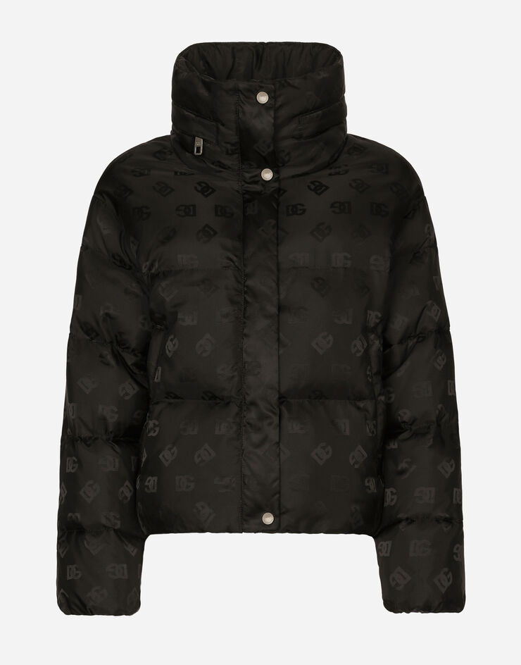 Dolce & Gabbana Short nylon jacket with jacquard DG logo Black F9R10TFJSCW