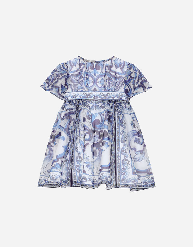 DolceGabbanaSpa Robe midi en mousseline à imprimé majoliques Multicolore L23DH5G7EY8
