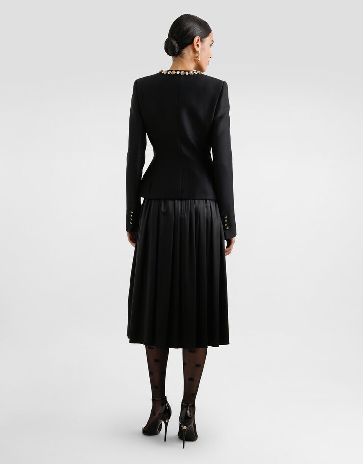 Dolce & Gabbana Skirt with metal logo Black F4CLNTGDDBL