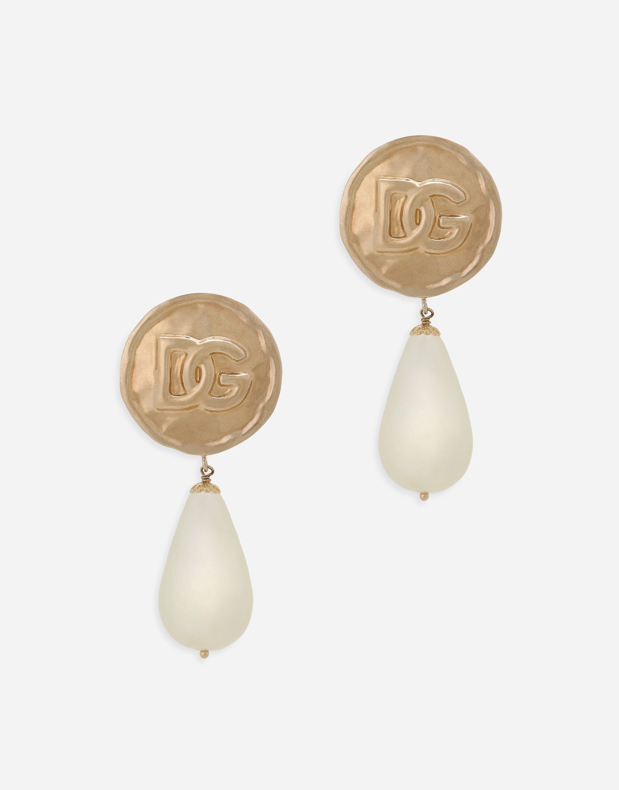 Dolce & Gabbana Earrings with DG logo and teardrop pendants Gold BB7544AY828