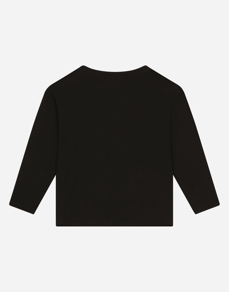 Dolce & Gabbana Camiseta de punto con estampado del logotipo Negro L4JTEFG7IJ5