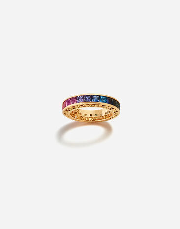 Dolce & Gabbana Rainbow Ring aus 18 Karat Gelbgold mit mehrfarbigen Saphiren GOLD WRLB1GWMIX1