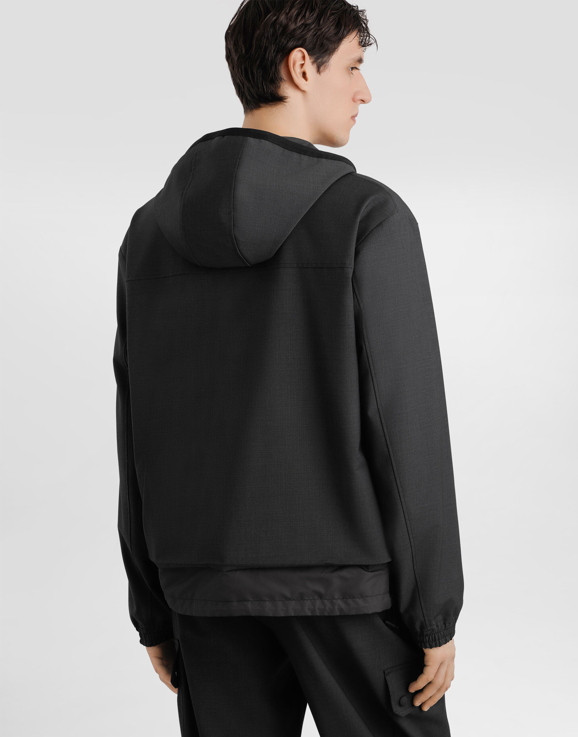 Wool canvas hooded jacket in Grey for Men | Dolce&Gabbana® US