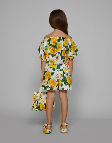 Dolce & Gabbana Shorts de popelina con estampado de rosas amarillas Imprima L53Q07HS5QR