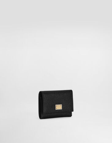 Dolce & Gabbana Dauphine calfskin wallet with branded tag Black BI0770A1001