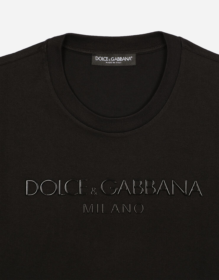 Dolce & Gabbana Round-neck T-shirt with Dolce&Gabbana print Black G8PQ0ZHU7MA