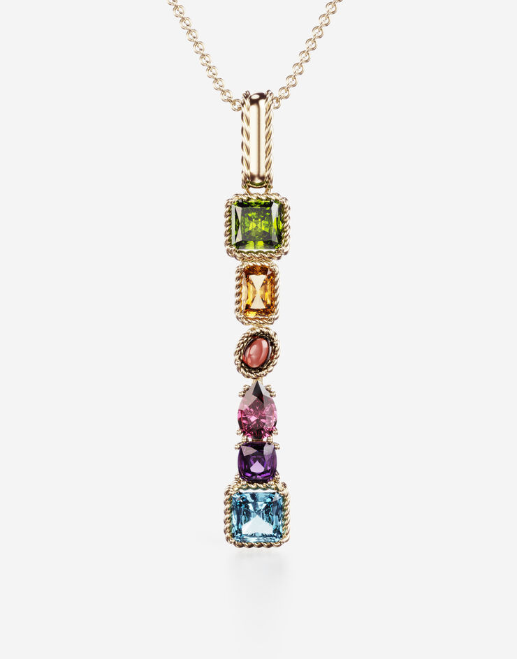 Dolce & Gabbana Rainbow alphabet I pendant in yellow gold with multicolor fine gems Gold WAMR2GWMIXI