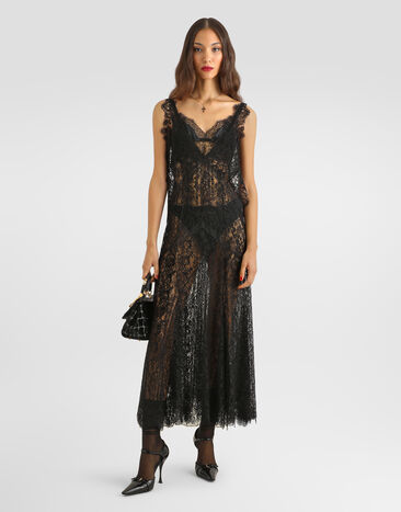 Dolce & Gabbana Chantilly lace slip dress Black F613NTILMDP
