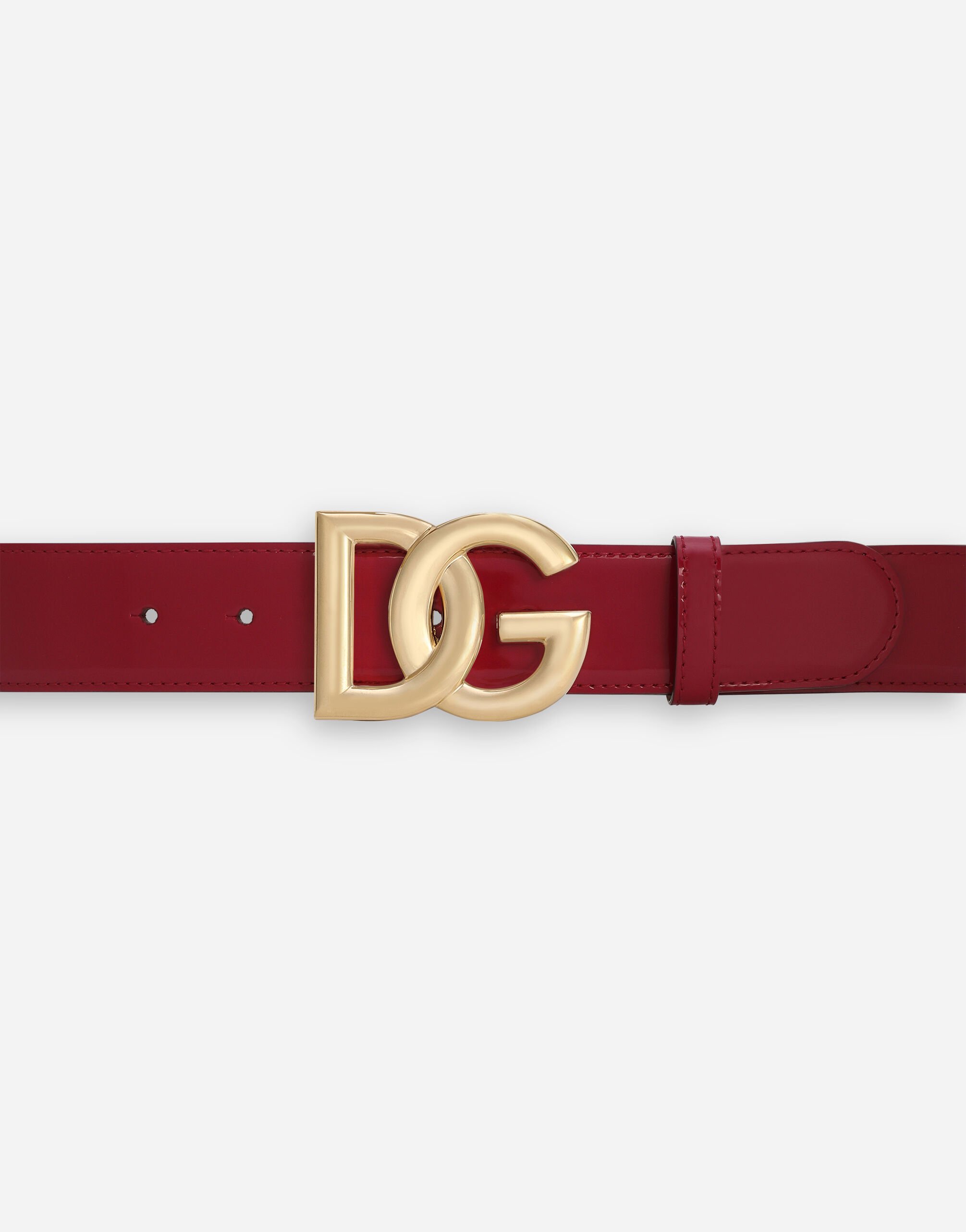Cintura in pelle di vitello lucida con logo DG in Fucsia da Donna Dolce Gabbana