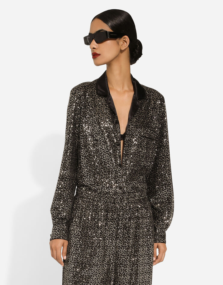 Dolce & Gabbana Camicia in paillettes Nero F5G56TGDB5G