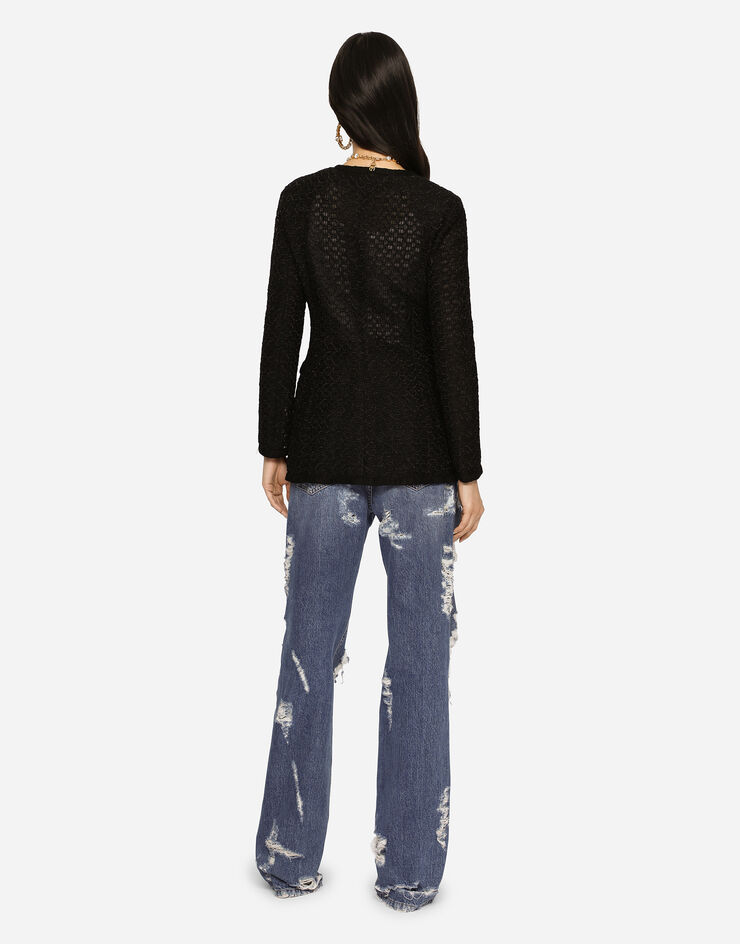Dolce & Gabbana Single-breasted tweed jacket Black F26D3THUMKJ