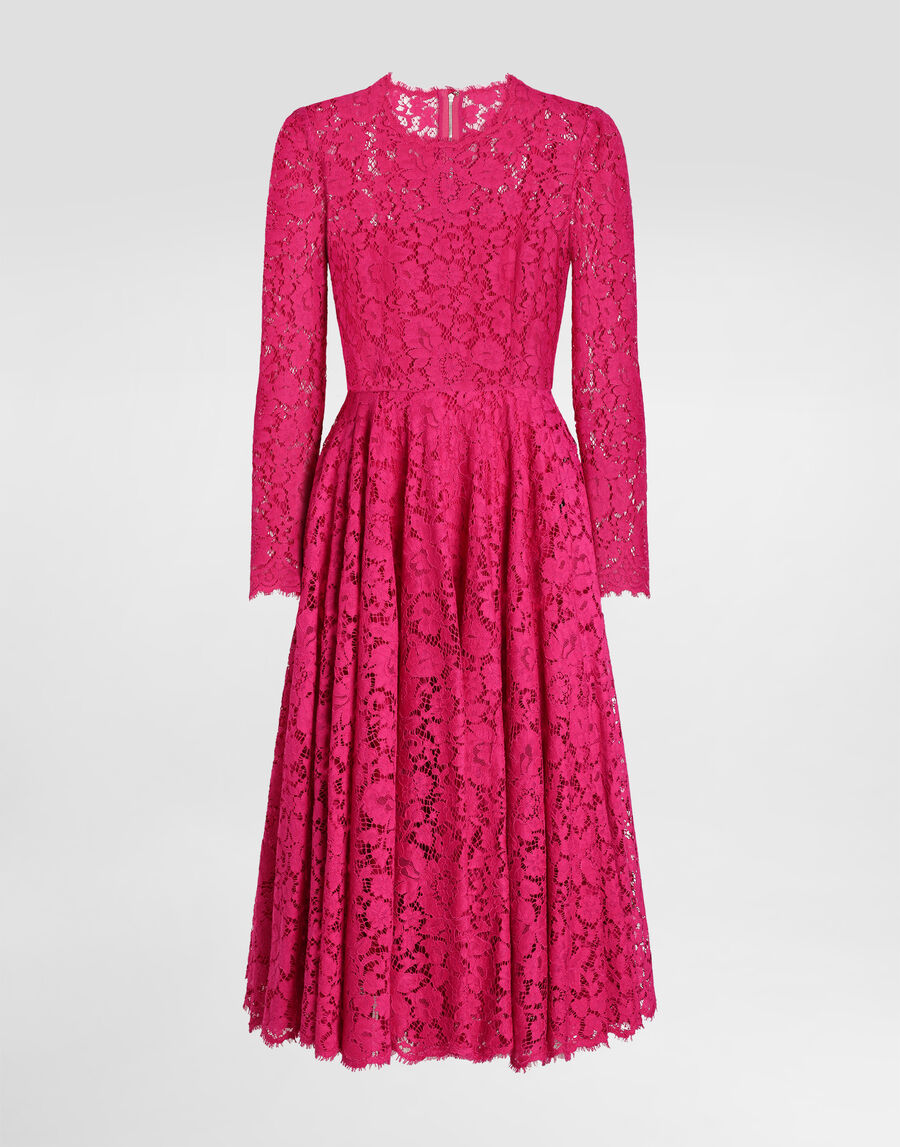 Calf-length circle-skirt dress in cordonetto lace