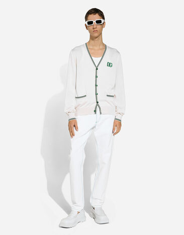 Dolce & Gabbana DG 로고 실크 카디건 화이트 GXV30ZJBSJV