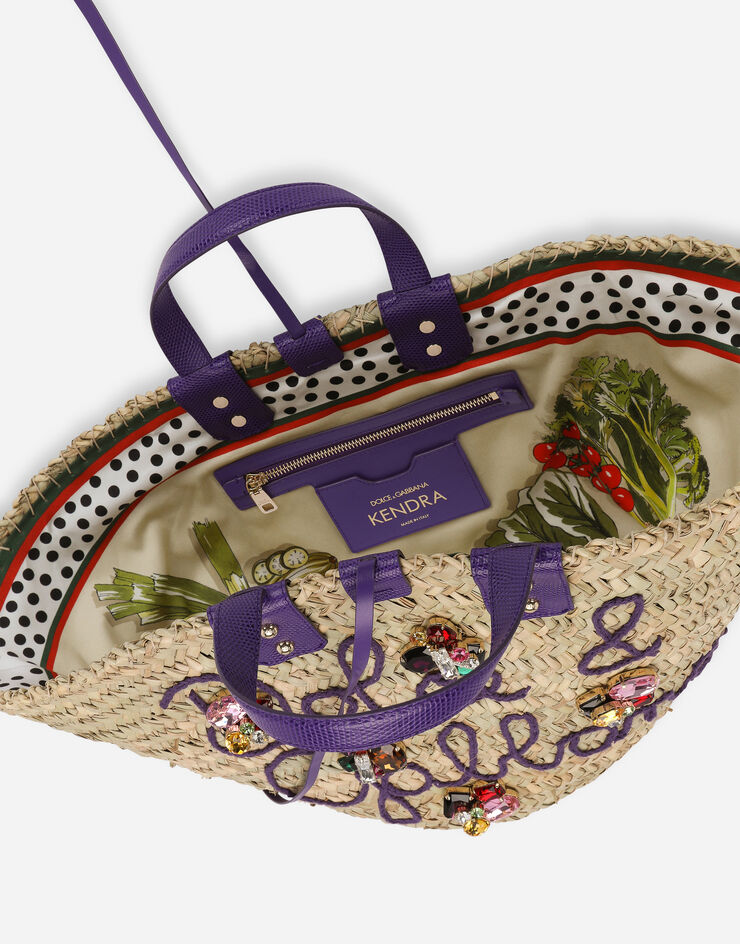 Dolce & Gabbana Borsa Kendra in paglia con ricamo a filo Multicolore BB5888AC923