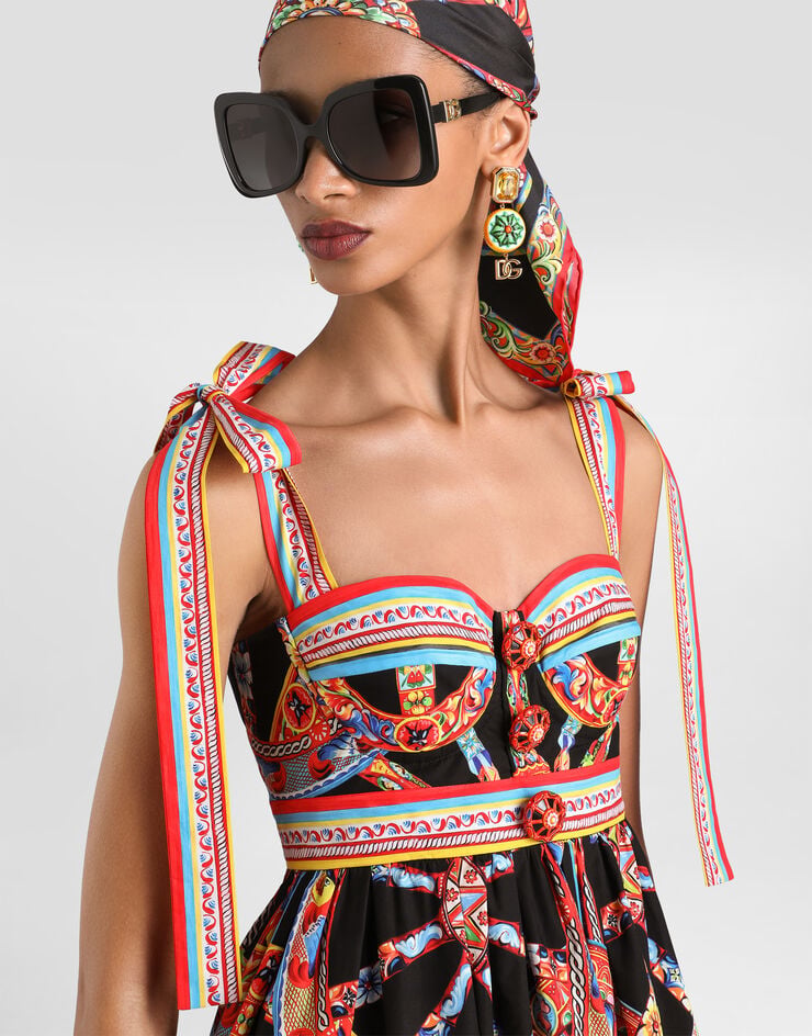 Dolce & Gabbana Carretto-print poplin dress Dolce & Gabbana Carretto-print poplin dress Multicolor F615XTGDDTF