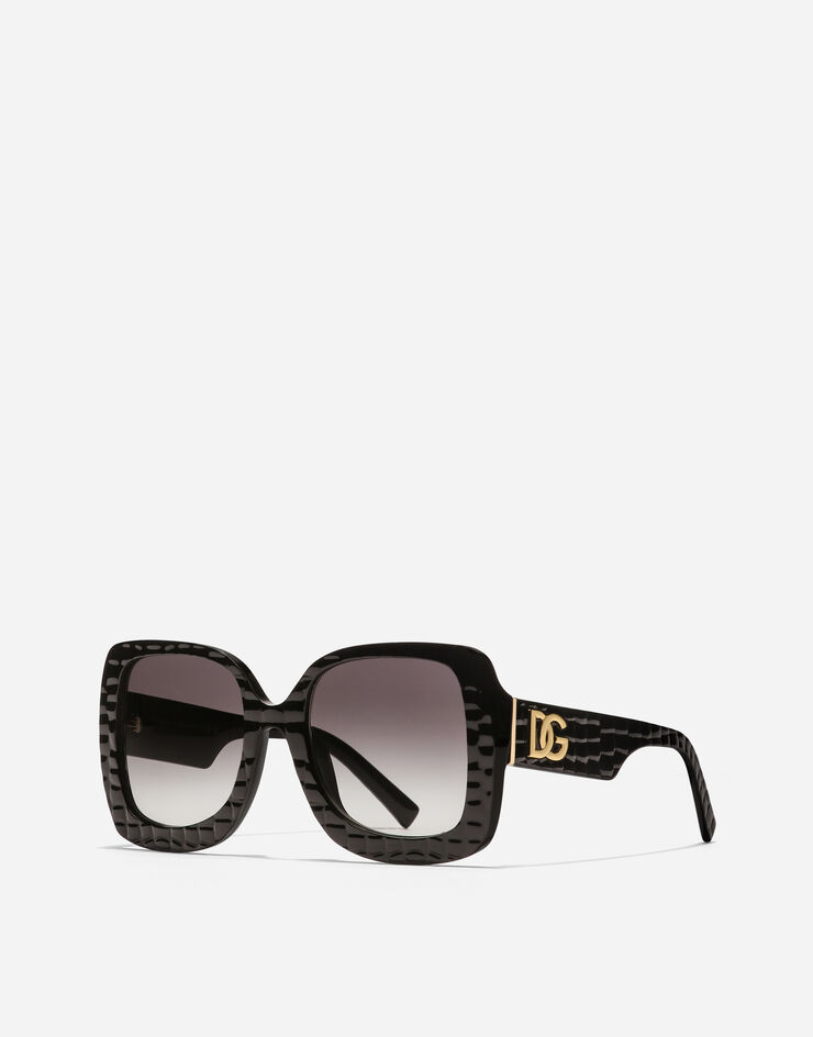 Dolce & Gabbana DG Crossed Sunglasses Black texture cocco VG4513VP88G