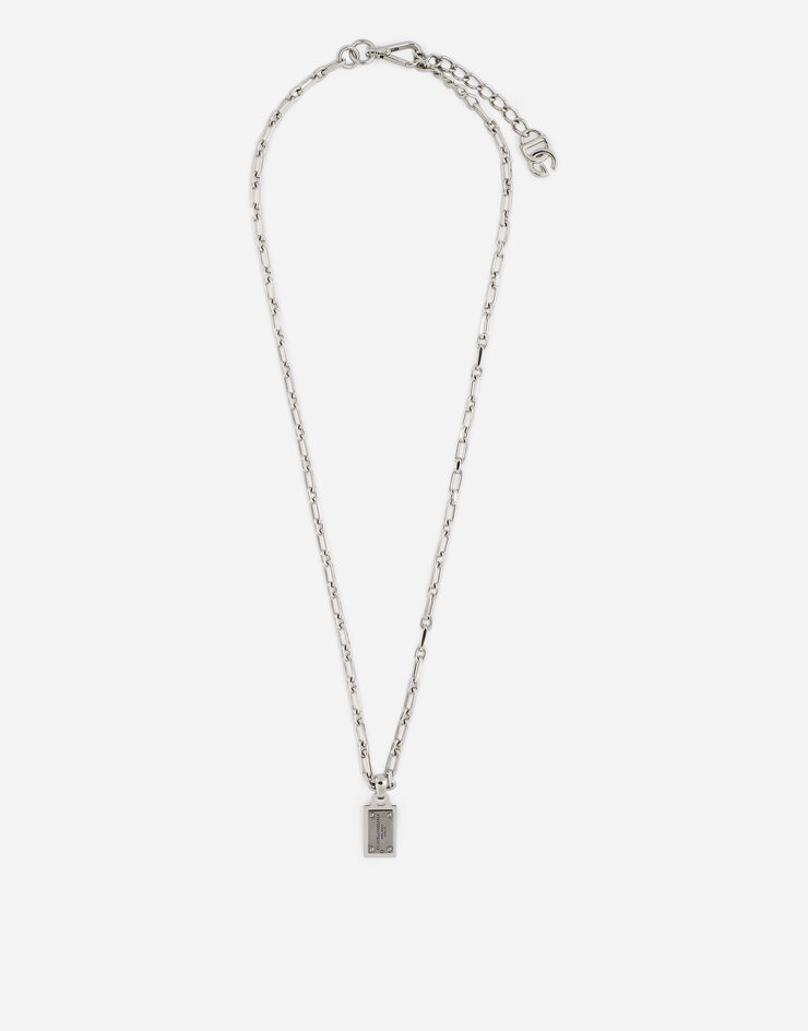 Dolce & Gabbana Necklace with Dolce&Gabbana logo tag Silver WNP1T2W1111