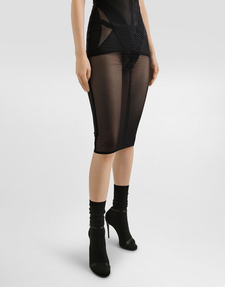 Dolce & Gabbana Light stretch tulle dress Black F6JMFTFLRDA