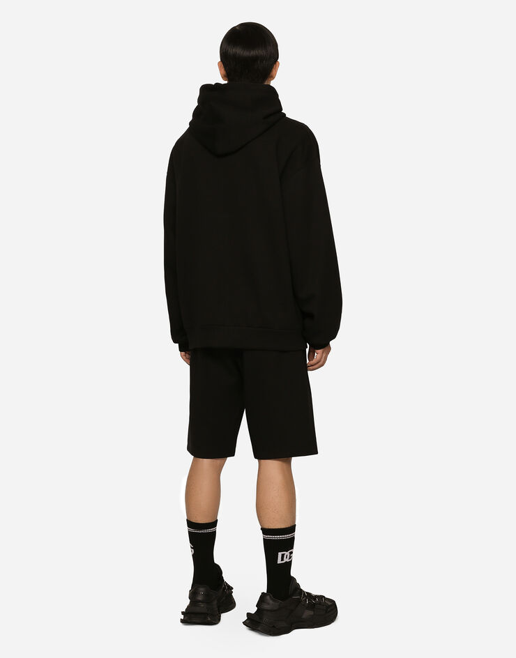 Dolce & Gabbana Jersey jogging shorts with embroidery Black GVF8AZHU7H9