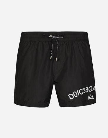 Dolce & Gabbana Short swim trunks with Dolce&Gabbana logo Print M4A09JHPGFI