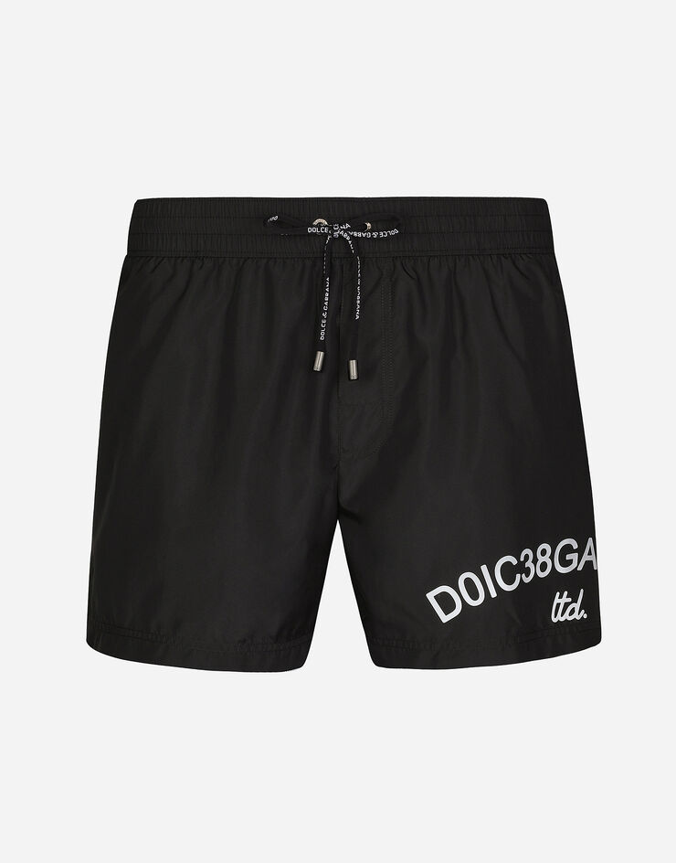 Dolce & Gabbana Short swim trunks with Dolce&Gabbana logo Negro M4F31TFUSFW