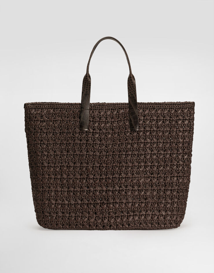 Dolce & Gabbana 拉菲草钩编购物袋 Brown BM2453A9N96