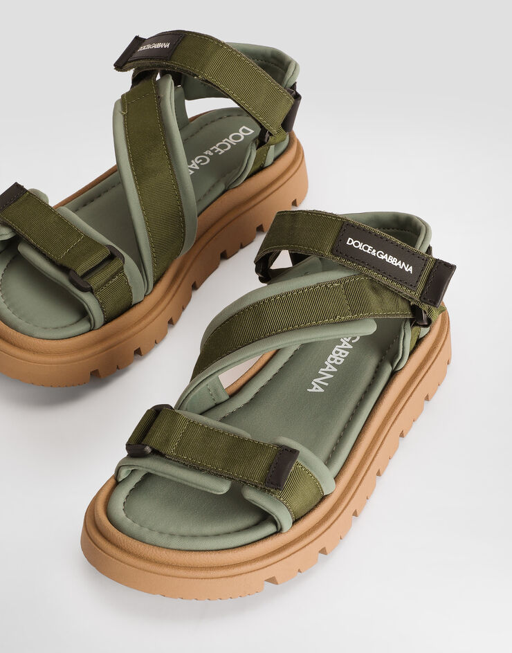 Dolce & Gabbana Fabric and nappa calfskin sandals Dolce & Gabbana Fabric and nappa calfskin sandals Green DA5350A5555
