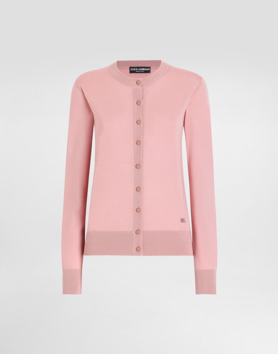 Wool cardigan with DG logo embroidery