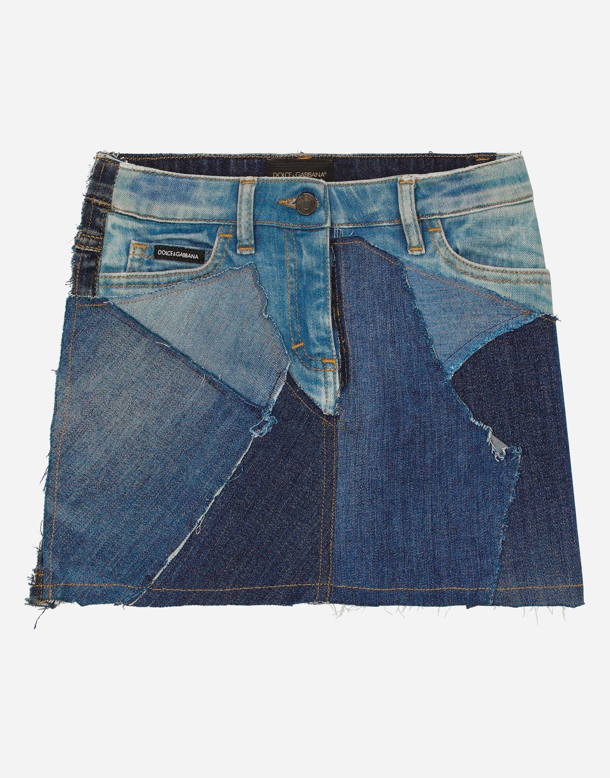 Dolce & Gabbana Short patchwork denim skirt Blue L44P16LDB17