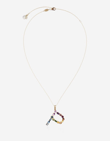 Dolce & Gabbana Pendente P Rainbow Alphabet con gemme multicolor Oro WAMR2GWMIXA