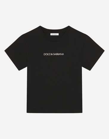 Dolce & Gabbana T-shirt aus jersey mit logostickerei SCHWARZ L4JT7NG7STN
