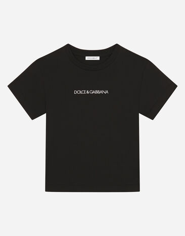 Dolce & Gabbana Jersey t-shirt with logo embroidery Black L4JWDOG7CC9