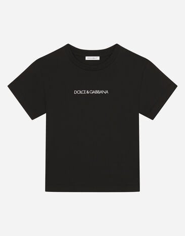 Dolce & Gabbana Jersey t-shirt with logo embroidery Black L4JWDOG7CC9