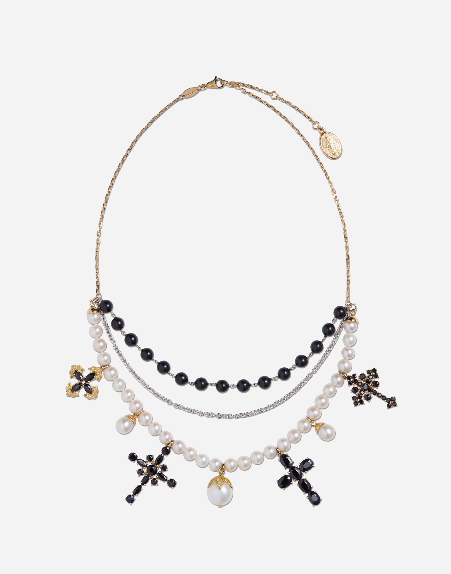 Dolce & Gabbana Ожерелье Family из желтого и белого золота с черными сапфирами ЗОЛОТОЙ WADC2GW0001