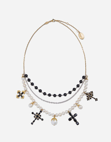 Dolce & Gabbana Family necklace in yellow and white gold black sapphires Gold WRMR1GWMIXC
