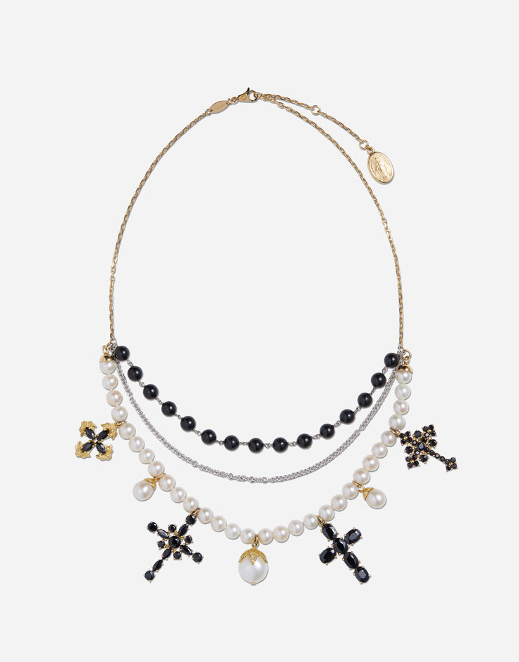 Dolce & Gabbana Family necklace in yellow and white gold black sapphires ЗОЛОТОЙ WNDS6GW0001