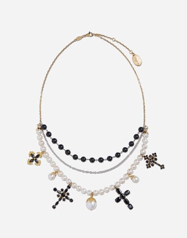 Dolce & Gabbana Ожерелье Family из желтого и белого золота с черными сапфирами ЗОЛОТОЙ WADC2GW0001