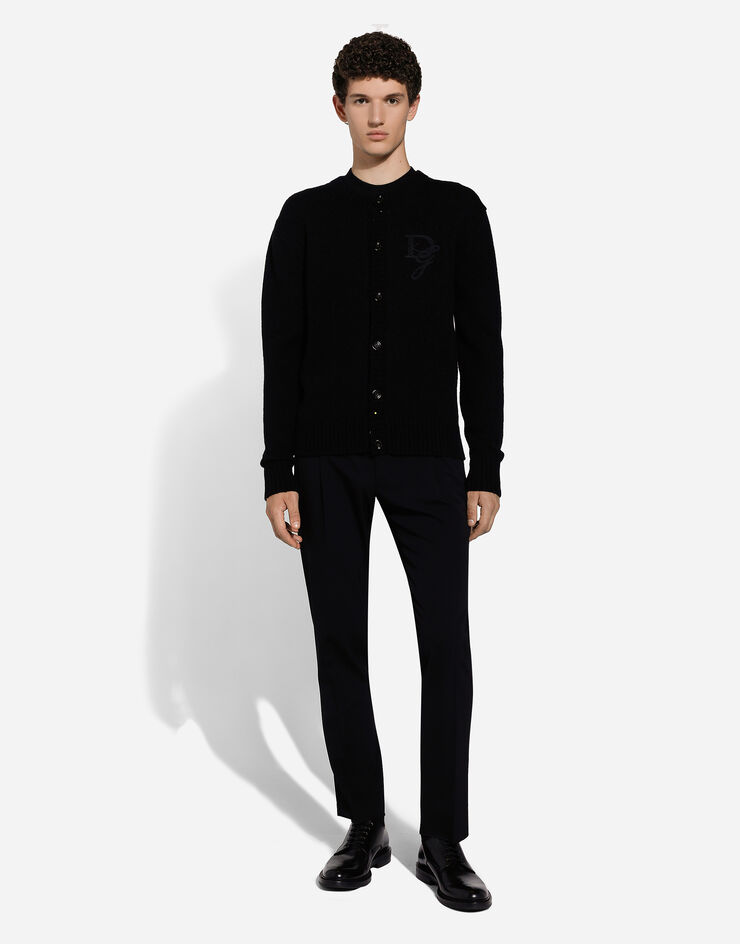 Dolce & Gabbana Jersey de cuello redondo de cachemira con DG bordado Negro GXX59ZJAWXR