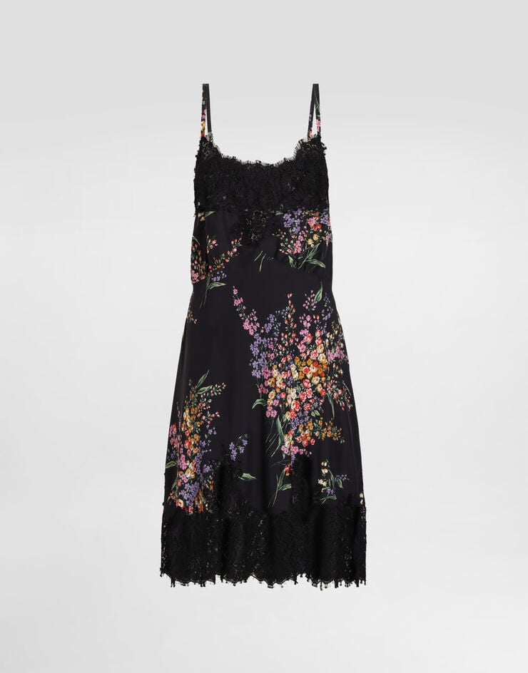 Dolce & Gabbana Vestido lencero de habotai con estampado de ramos de flores Dolce & Gabbana Vestido lencero de habotai con estampado de ramos de flores Multicolor F60F7TIS101
