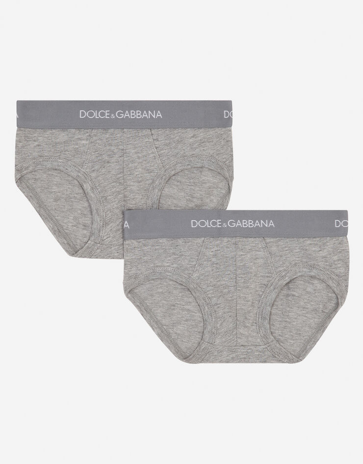 Dolce&Gabbana Jersey briefs two-pack with branded elastic Grey L4J700G7OCT