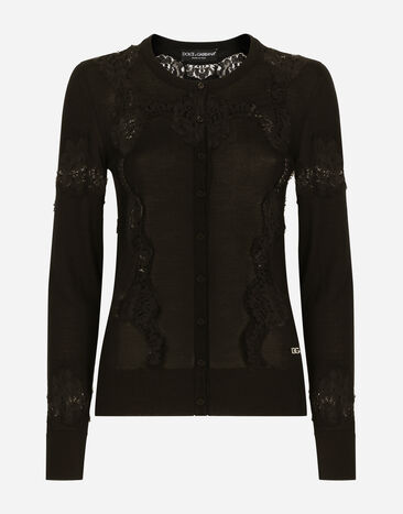 Dolce & Gabbana Cashmere and silk cardigan with lace inlay Print FXX06TJCVYK