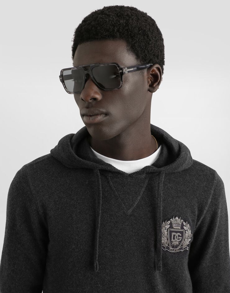 Dolce & Gabbana Smooth cashmere sweatshirt Grey GXX20ZJBWIR