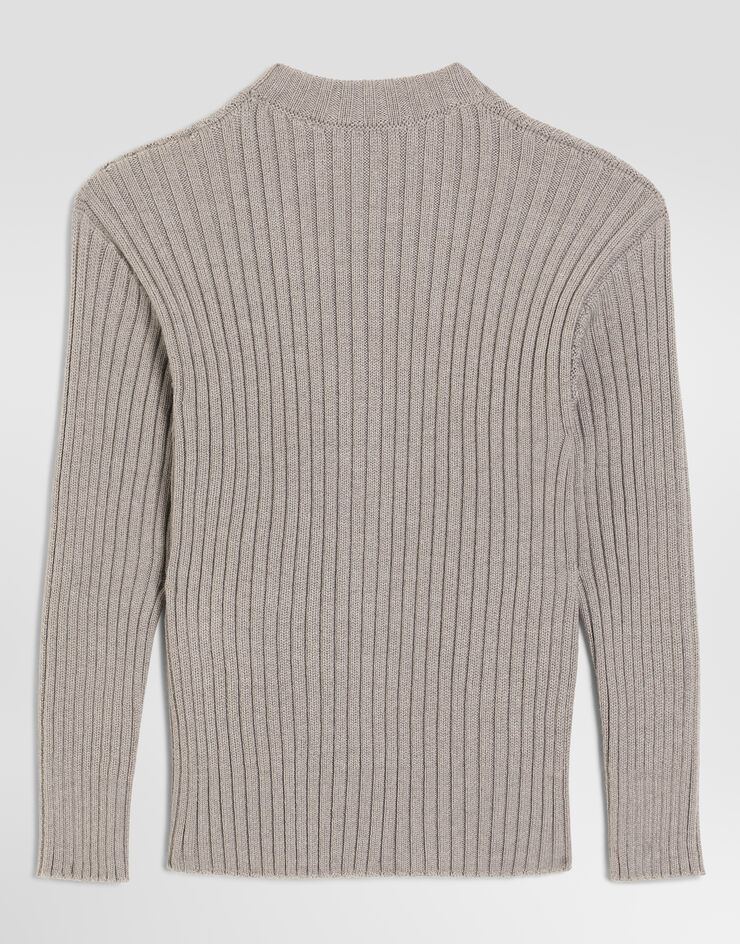Dolce & Gabbana Virgin wool rib knit cardigan Grey L5KWH3JDVL5
