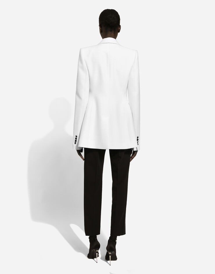 Dolce & Gabbana Veste de smoking croisée Turlington en faille Blanc F29YMTFU3R1