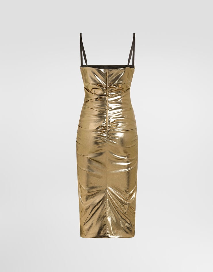 Dolce & Gabbana Laminated satin dress Gold F621ITFUAF0