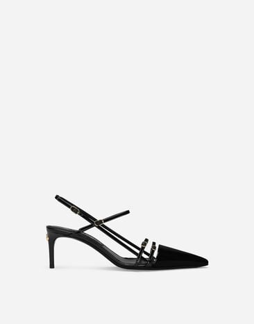 Dolce & Gabbana حذاء بكعب مكشوف ومصنوع من جلد لامع أسود BB7475AF984